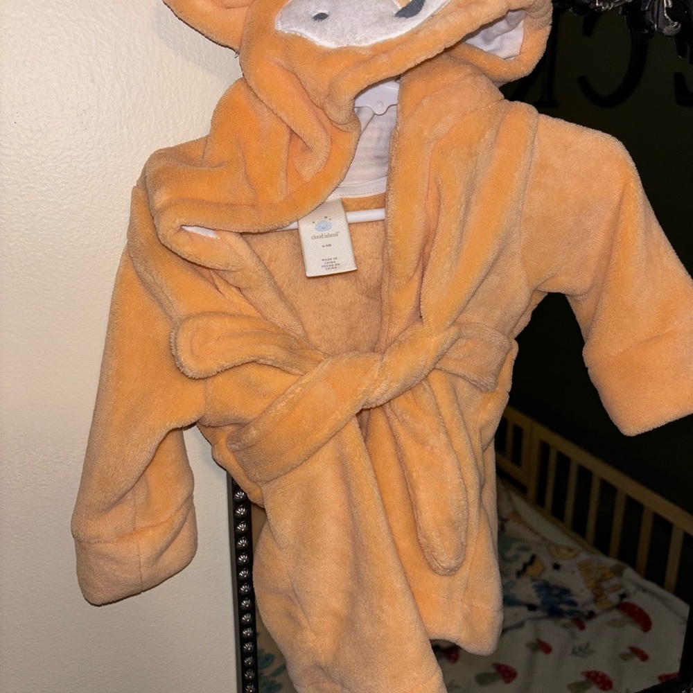 Cloud Island Orange Fox Plush Pajama Robe